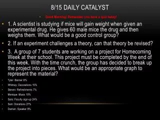 8/15 Daily Catalyst