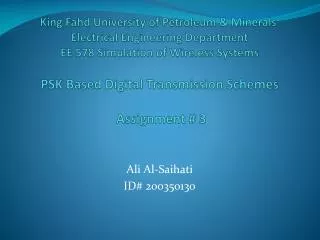 Ali Al- Saihati ID# 200350130