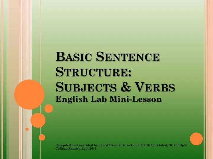 basic sentence structure subjects verbs
