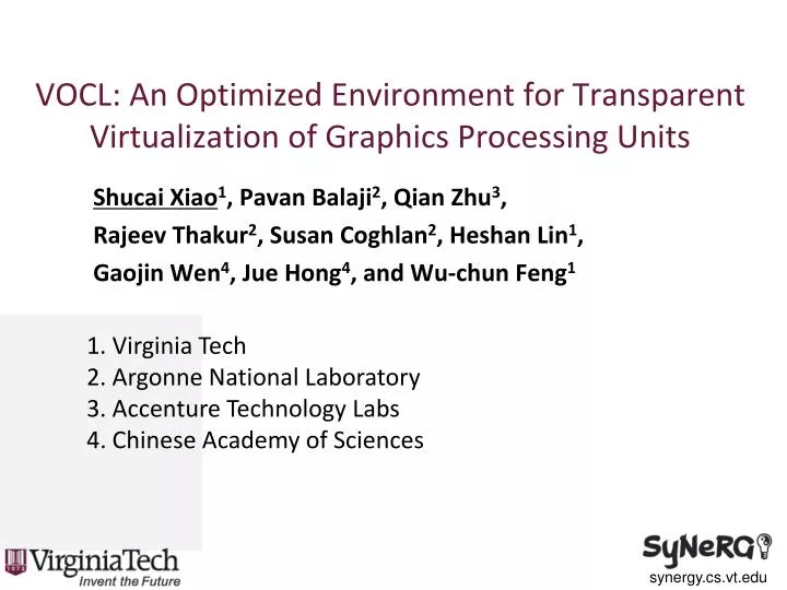 vocl an optimized environment for transparent virtualization of graphics processing units
