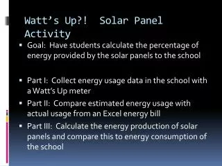 Watt’s Up?! Solar Panel Activity