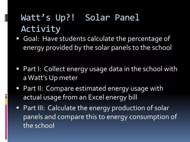 watt s up solar panel activity