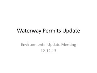 Waterway Permits Update