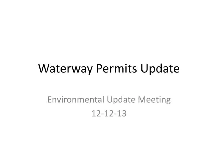 waterway permits update