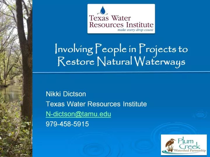 involving people in projects to restore natural waterways