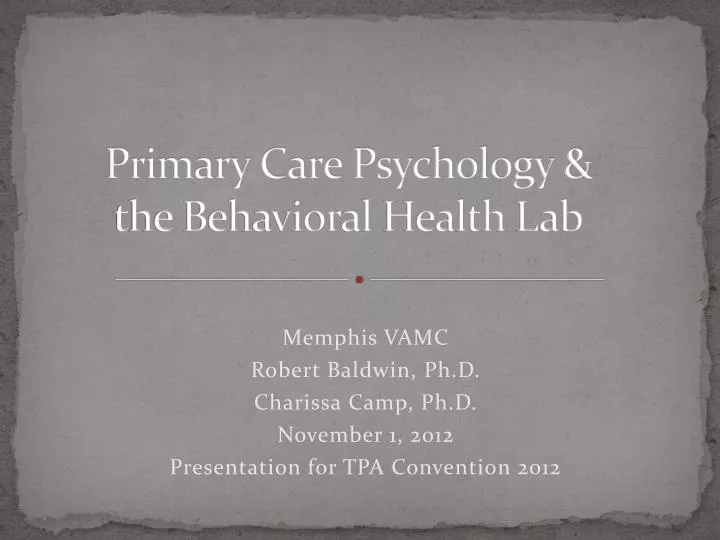 primary care psychology the behavioral health lab