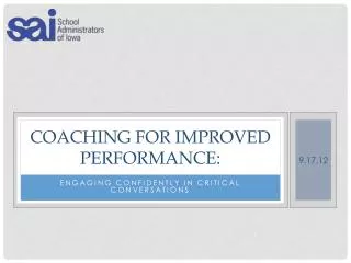 Coaching for Improved Performance: