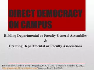 DIRECT DEMOCRACY ON CAMPUS