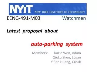 EENG-491-M03 Watchmen Latest proposal about auto-parking system