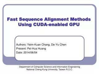 Fast Sequence Alignment Methods Using CUDA-enabled GPU