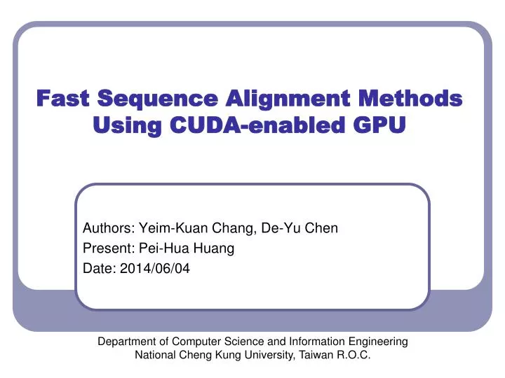 fast sequence alignment methods using cuda enabled gpu