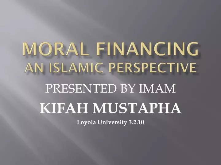 moral financing an islamic perspective