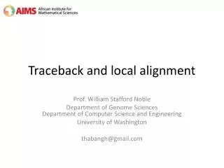 Traceback and local alignment