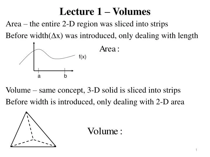 lecture 1 volumes
