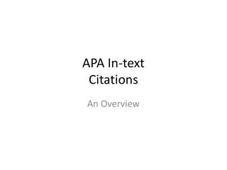 APA In-text Citations