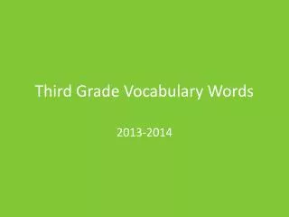 Third Grade Vocabulary Words