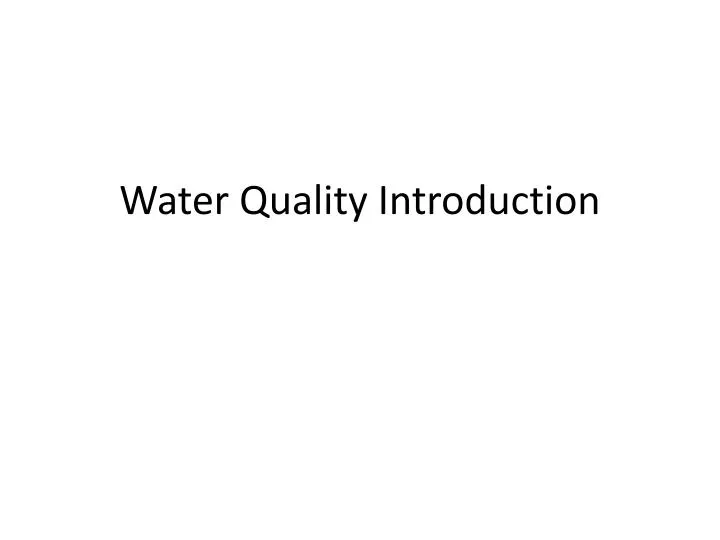 water quality introduction