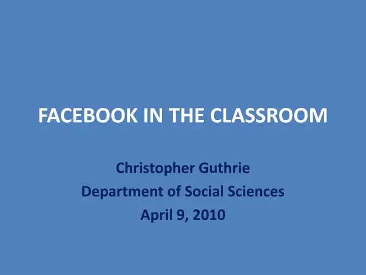 facebook in the classroom
