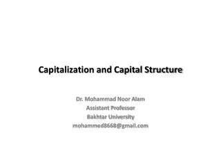 Capitalization and Capital Structure