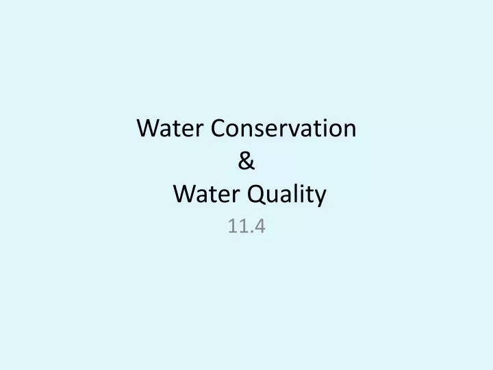 water conservation water quality