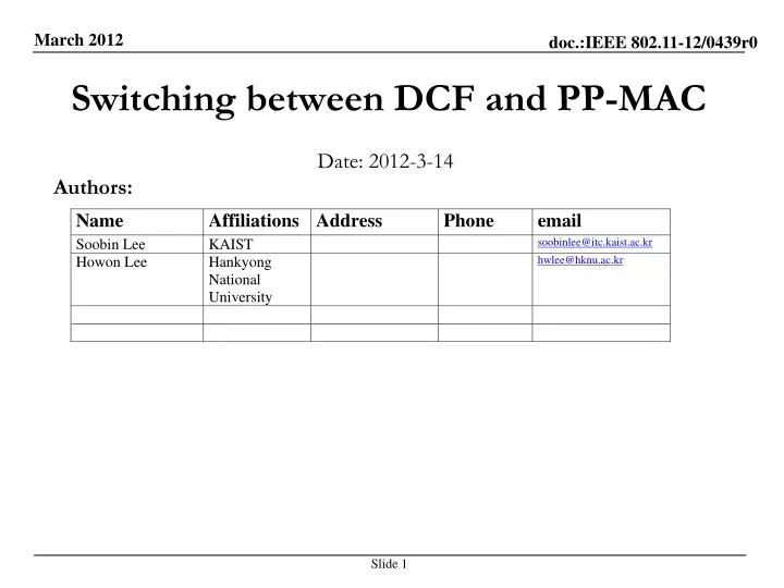 switching between dcf and pp mac