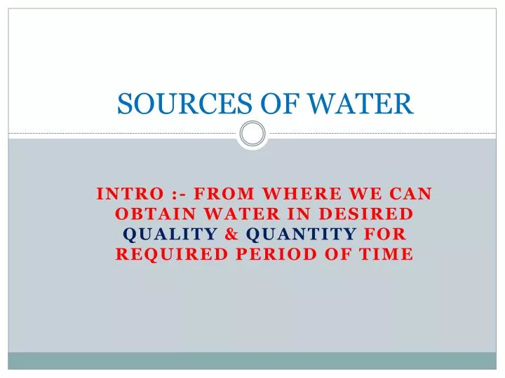 sources of water