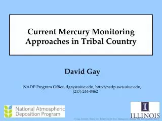 Current Mercury Monitoring Approaches in Tribal Country