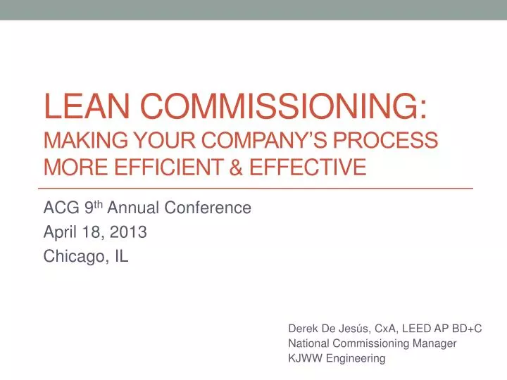 lean commissioning making your company s process more efficient effective