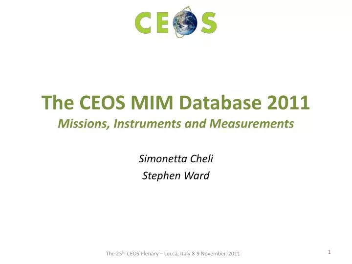 the ceos mim database 2011 missions instruments and measurements