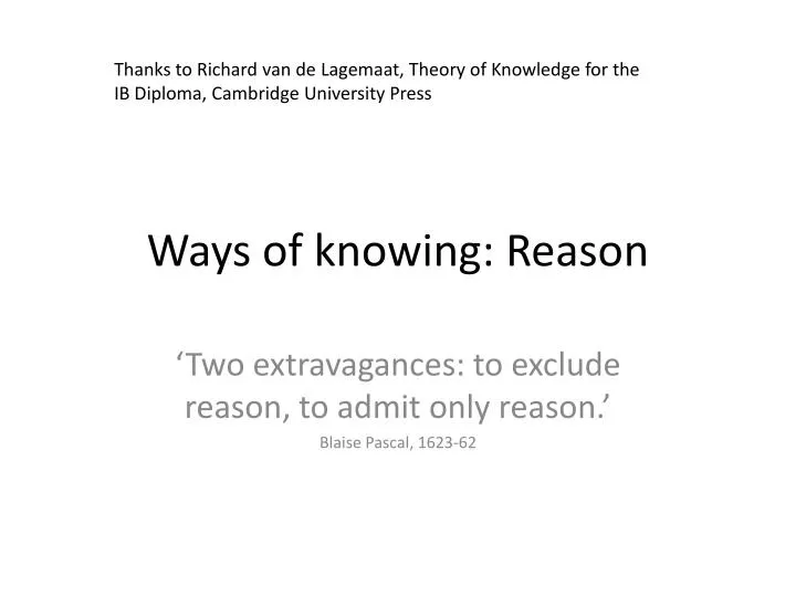 ways of knowing reason