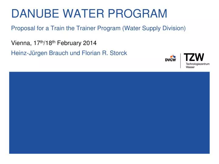 danube water program proposal for a t rain the t rainer program water supply d i vision