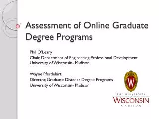 Assessment of Online Graduate Degree Programs