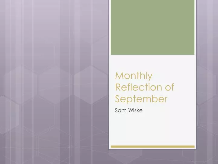 monthly reflection of september