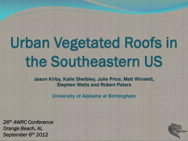 urban vegetated roofs in the southeastern us