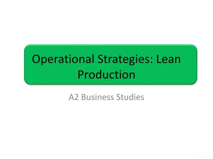 operational strategies lean production