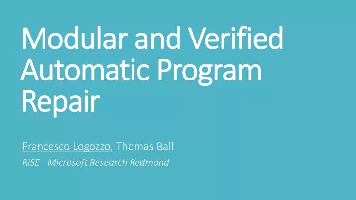 modular and verified automatic program repair