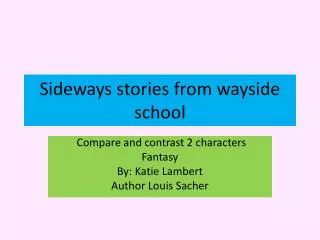 Sideways stories from wayside school