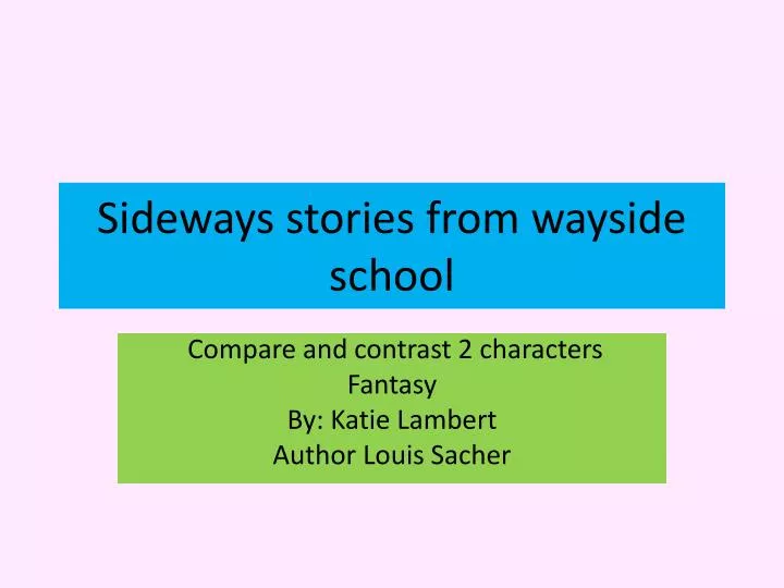 sideways stories from wayside school