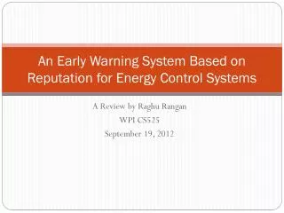 An Early Warning System Based on Reputation for Energy Control Systems