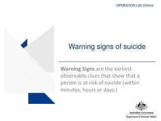 Warning signs of suicide