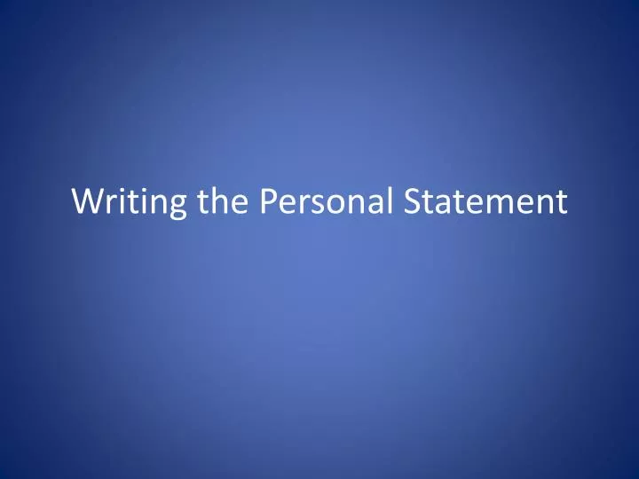 writing the personal statement
