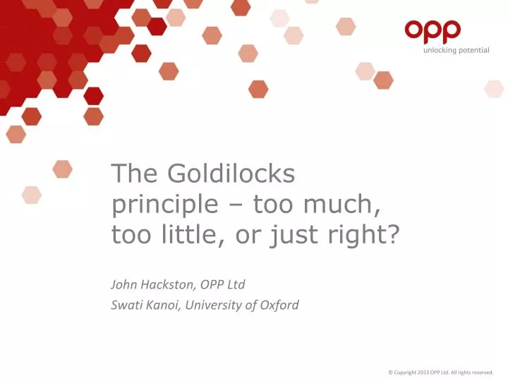 the goldilocks principle too much too little or just right