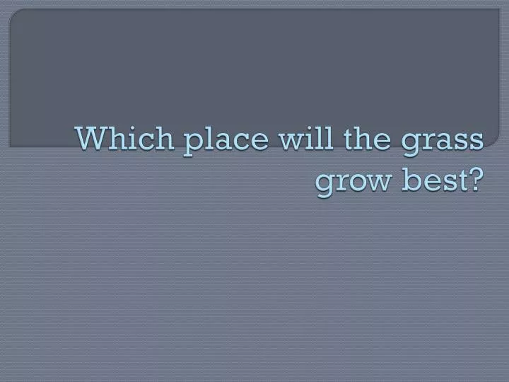 which place will the grass grow best