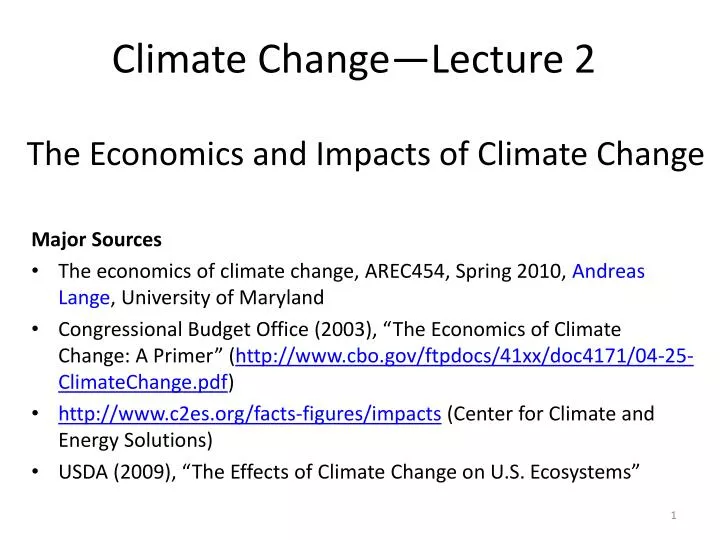 the economics and impacts of climate change