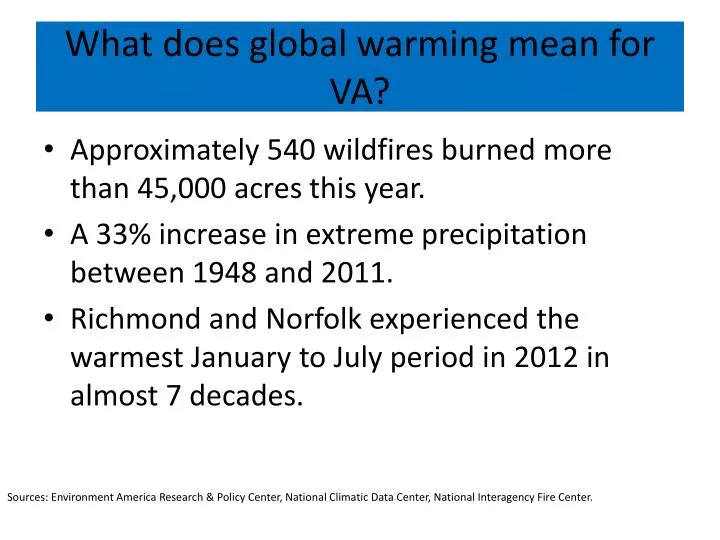 what does global warming mean for va