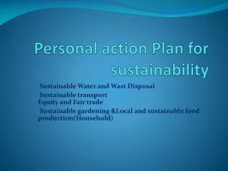 Personal action Plan for sustainability