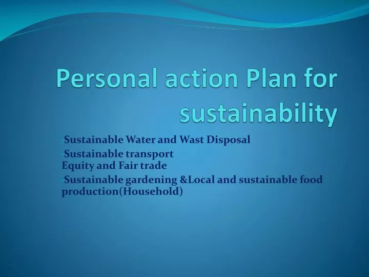 personal action plan for sustainability