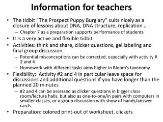 Information for teachers