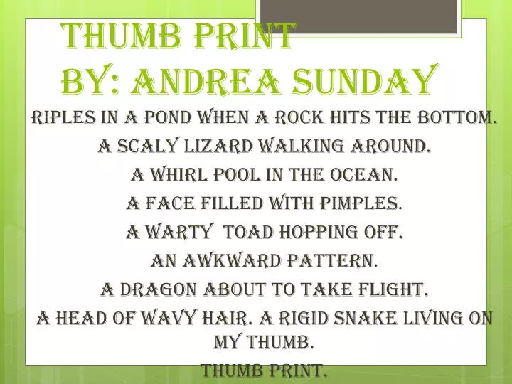 thumb print by andrea sunday