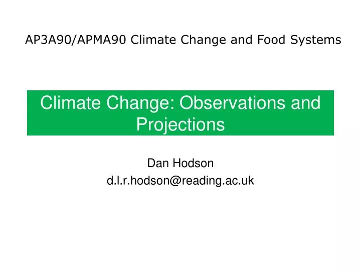 climate change observations and projections